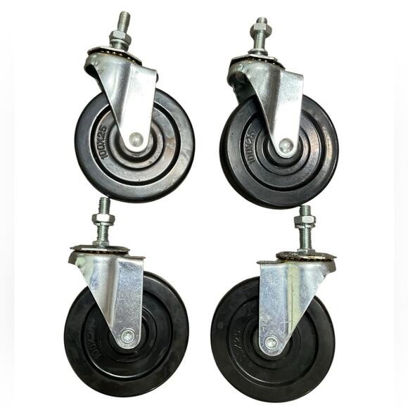 Set of 4 Black Swivel Caster Wheels 4” - Picture 2 of 3